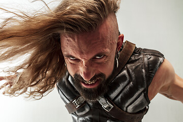 Image showing Man in cosplaying Thor isolated on white studio background