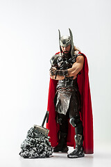 Image showing Man in cosplaying Thor isolated on white studio background