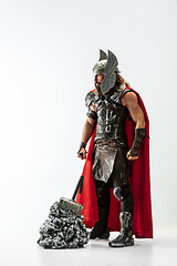 Image showing Man in cosplaying Thor isolated on white studio background