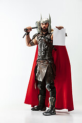 Image showing Man in cosplaying Thor isolated on white studio background