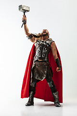 Image showing Man in cosplaying Thor isolated on white studio background