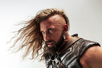 Image showing Man in cosplaying Thor isolated on white studio background