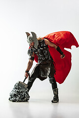 Image showing Man in cosplaying Thor isolated on white studio background