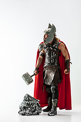 Image showing Man in cosplaying Thor isolated on white studio background