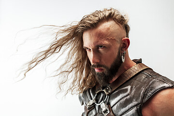 Image showing Man in cosplaying Thor isolated on white studio background