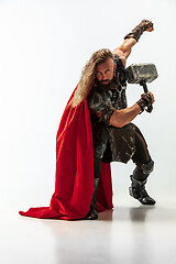 Image showing Man in cosplaying Thor isolated on white studio background