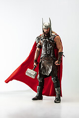 Image showing Man in cosplaying Thor isolated on white studio background