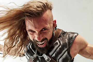 Image showing Man in cosplaying Thor isolated on white studio background