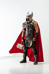 Image showing Man in cosplaying Thor isolated on white studio background