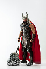 Image showing Man in cosplaying Thor isolated on white studio background