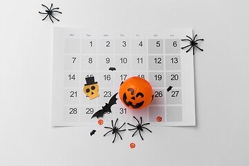 Image showing halloween party decorations and calendar