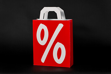 Image showing red shopping bag with percentage sign