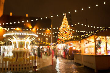 Image showing christmas market at tallinn old town hall square