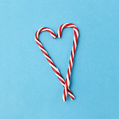 Image showing candy cane decorations in shape of hearts