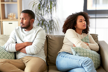 Image showing unhappy couple having argument at home