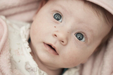 Image showing happy newborn little baby smilling