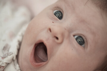 Image showing happy newborn little baby smilling