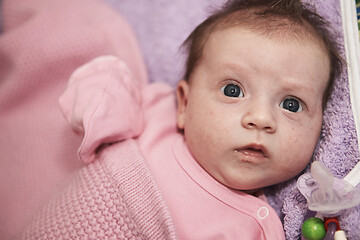 Image showing happy newborn little baby smilling