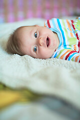 Image showing cute little newborn baby smilling