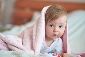 Image showing cute little newborn baby smilling