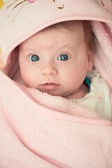 Image showing happy newborn little baby smilling