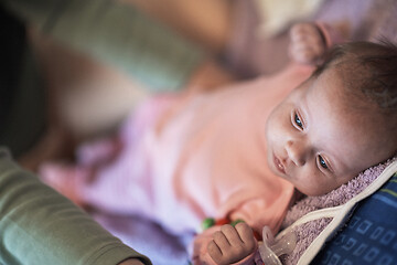 Image showing happy newborn little baby smilling