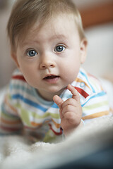 Image showing cute little newborn baby smilling