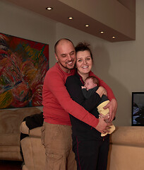 Image showing young family portrait with newborn baby