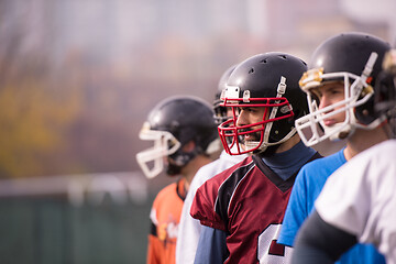Image showing portrait of young american football team