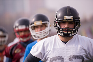 Image showing portrait of young american football team