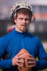 Image showing portrait of A young American football player