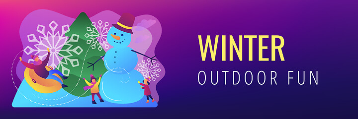 Image showing Winter outdoor fun concept banner header.