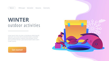 Image showing Ice fishing concept landing page.