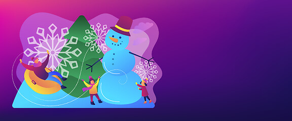 Image showing Winter outdoor fun concept banner header.