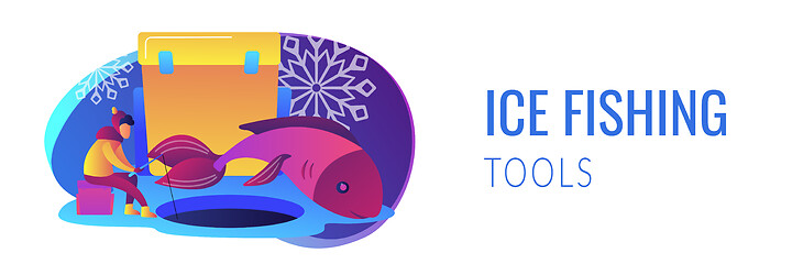 Image showing Ice fishing concept banner header.