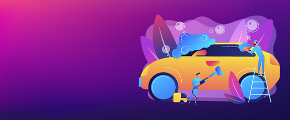 Image showing Car wash service concept banner header.