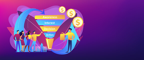 Image showing Sales funnel management concept banner header.