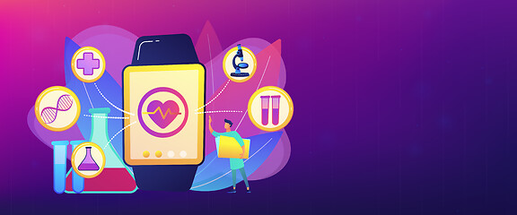 Image showing Smartwatch health tracker concept banner header.