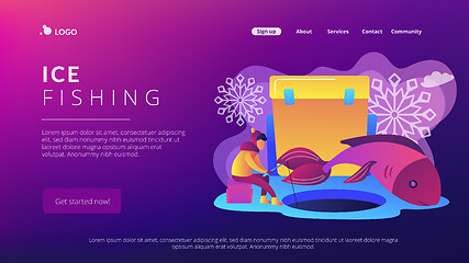 Image showing Ice fishing concept landing page.