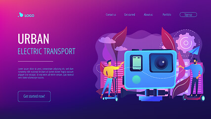 Image showing Urban electric transport concept landing page.