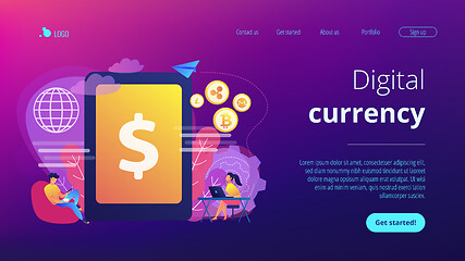 Image showing Digital currency concept landing page.