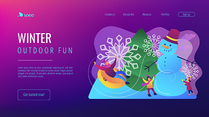 Image showing Winter outdoor fun concept landing page.