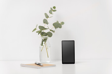 Image showing smartphone with black screen on white office table