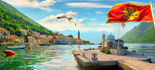 Image showing View of the church and Perast