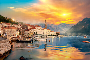 Image showing Perast in Bay of Kotor in summer