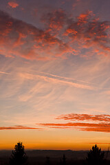 Image showing Dramatic red sky at sunset 