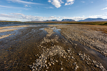 Image showing Landscape with Tornetrask lake and u-shaped valley (Lapporten), 