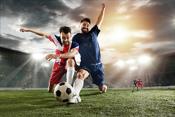 Image showing Football or soccer players colored in United Kingdom and European Unity flags