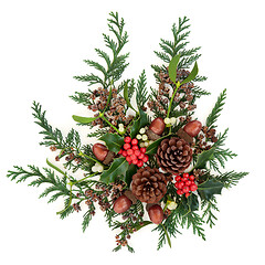 Image showing Winter Christmas and New Year Floral Decoration 