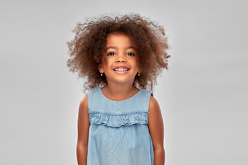 Image showing happy little african american girl over grey